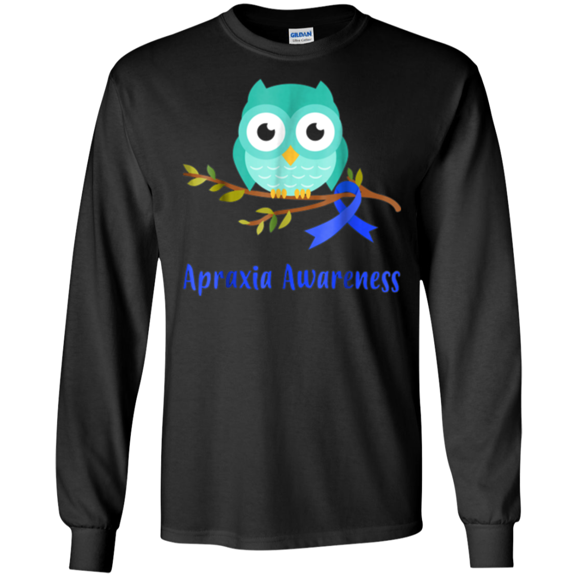 Apraxia Awareness Blue Ribbon Owl Kids T-Shirt