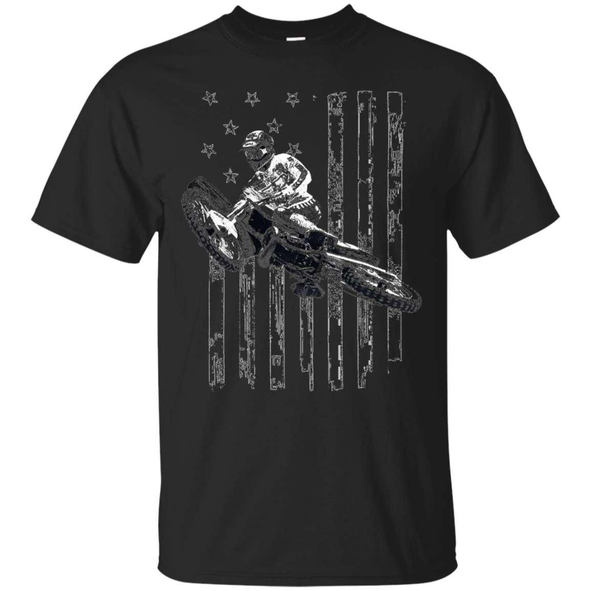 American Flag Motocross Dirt Bike Graphic T-shirt