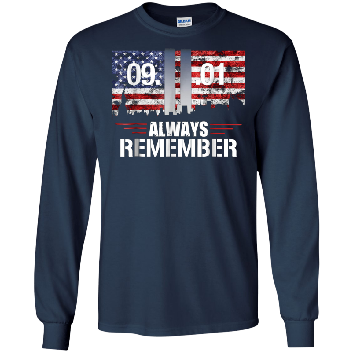 Always Remember 9/11 Memorial USA Flag Patriot Day Tee