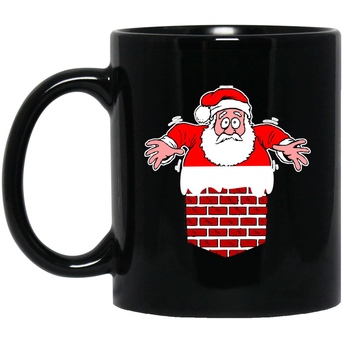 Santa Stuck In Chimney Christmas Pocket T Shirt Gift
