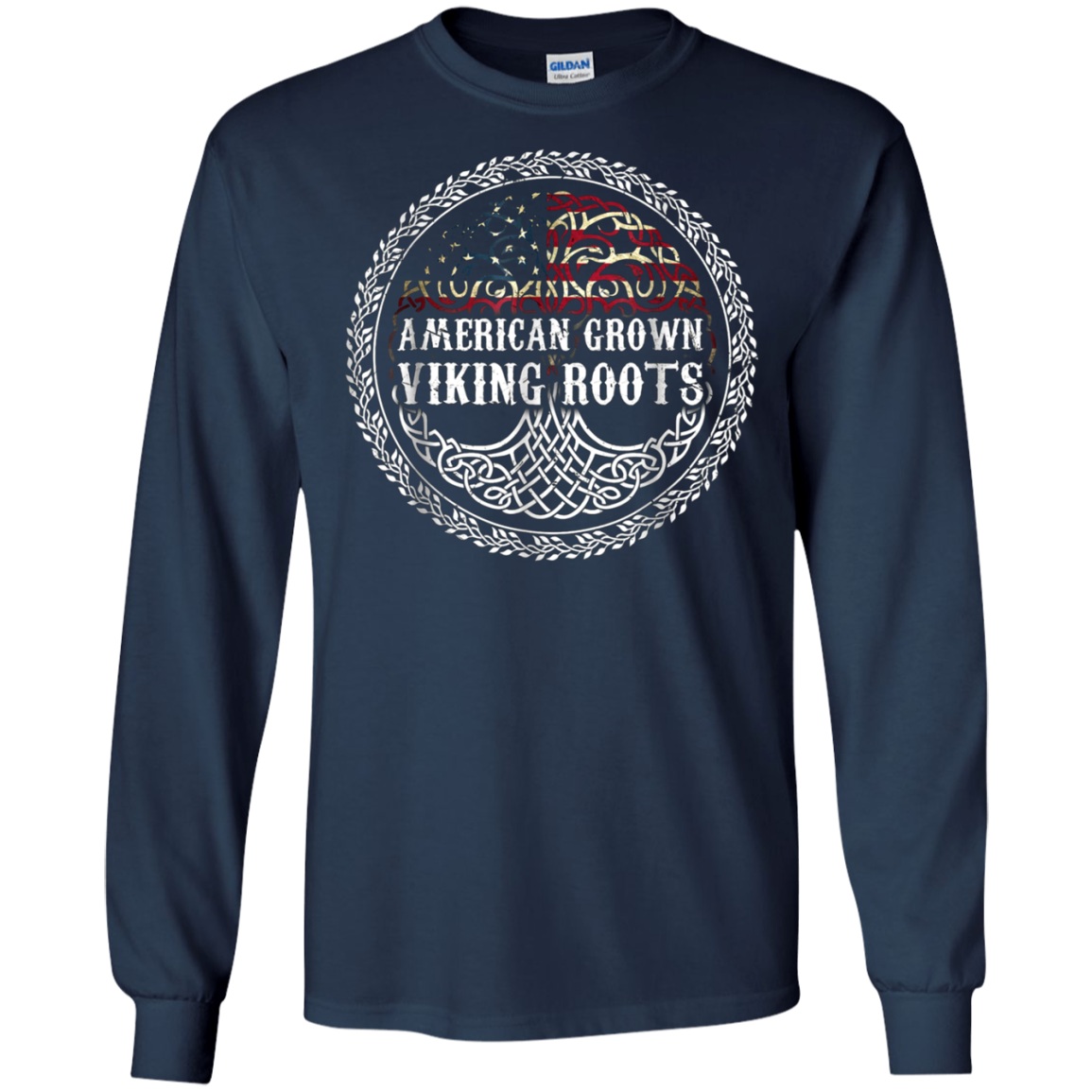 American Grown - Viking Roots T-shirt American Flag Tree Tee