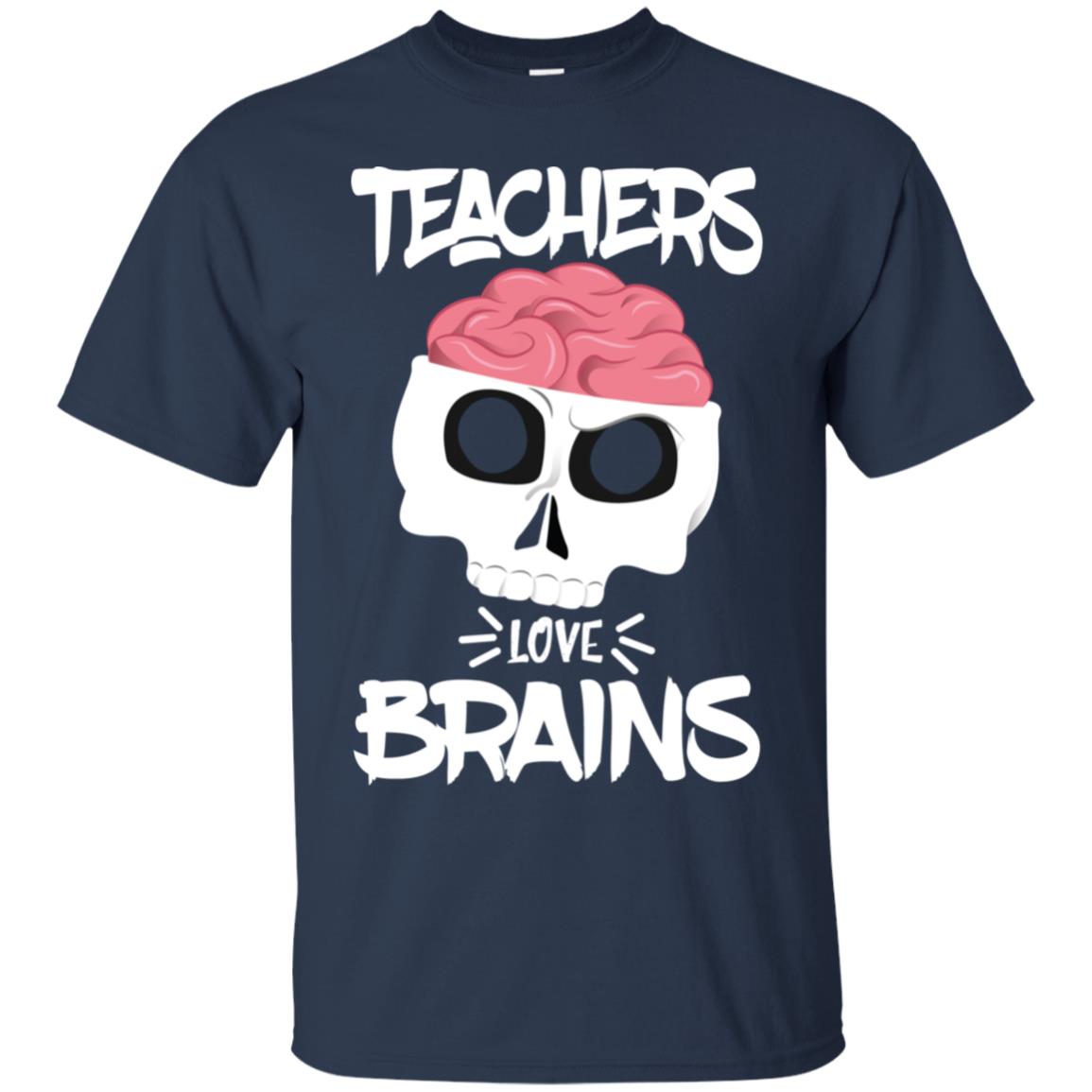 Funny Halloween Skull Teachers Love Brains Long Sleeve Shirt