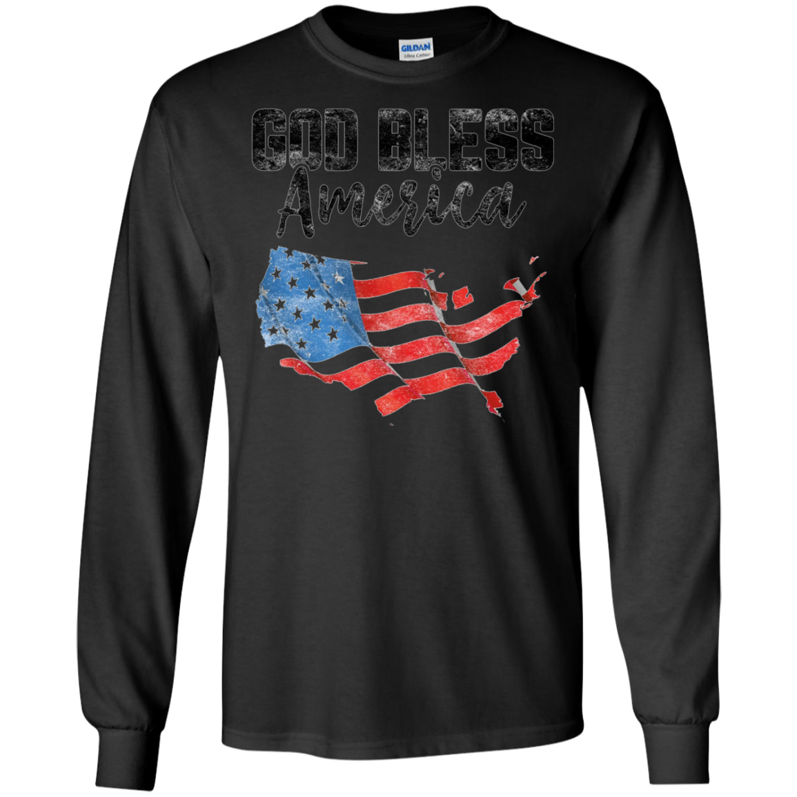 American Flag T-Shirt God Bless America 4th of July Tee Unis
