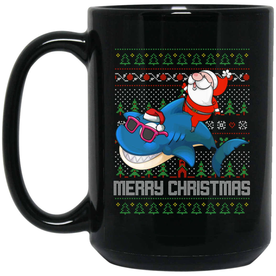 Santa Riding Shark Merry Xmas Gift Tshirt