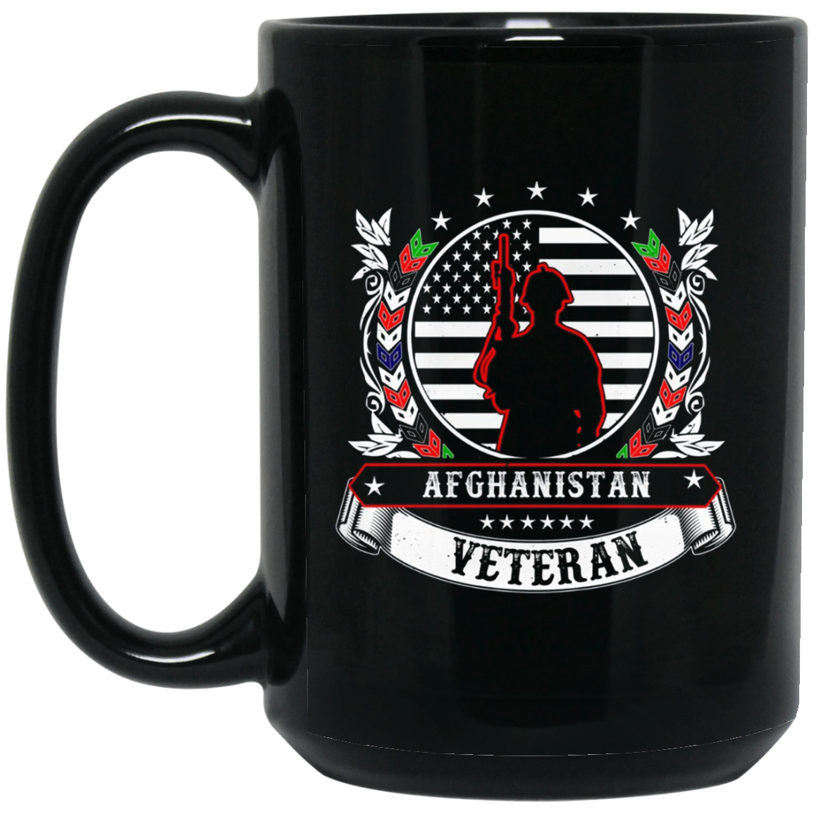 Afghanistan Military Combat Veteran T-Shirt [Back-Wreathe]