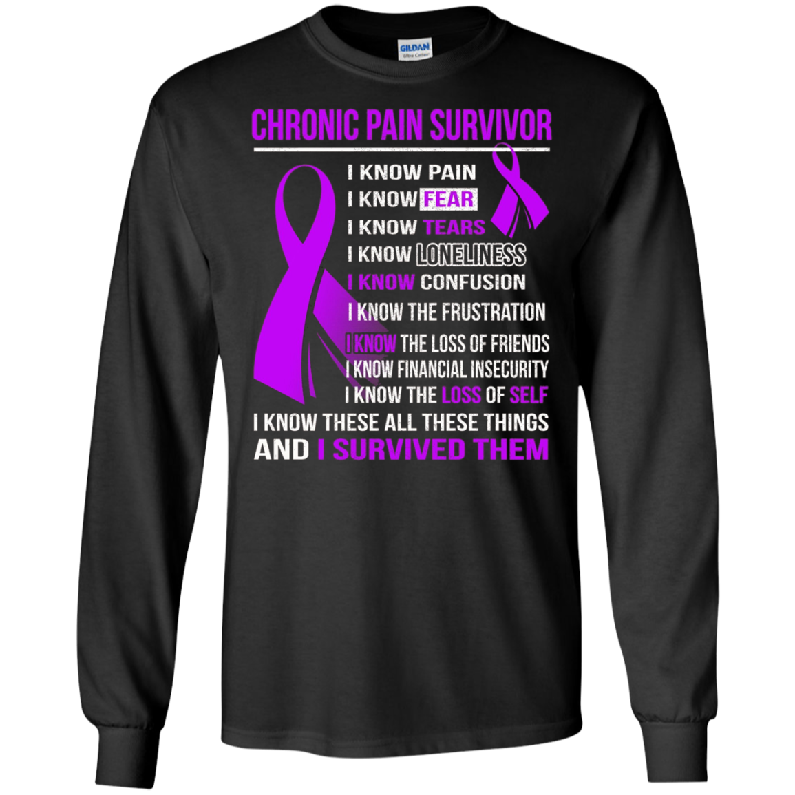 CHRONIC PAIN Survivor i know pain, tears t-shirt