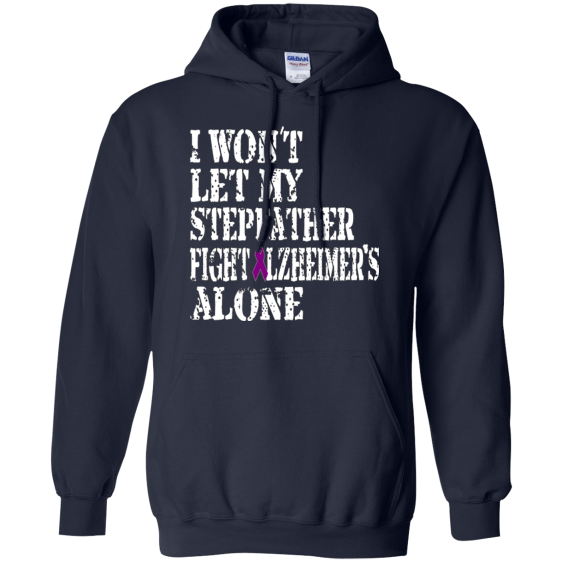 Alzheimer's Awareness T-Shirt For Stepfather Purple Ribbon