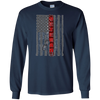 Image of American Flag T-Shirt Red Line Veteran w Dog Tag Long Sleeve