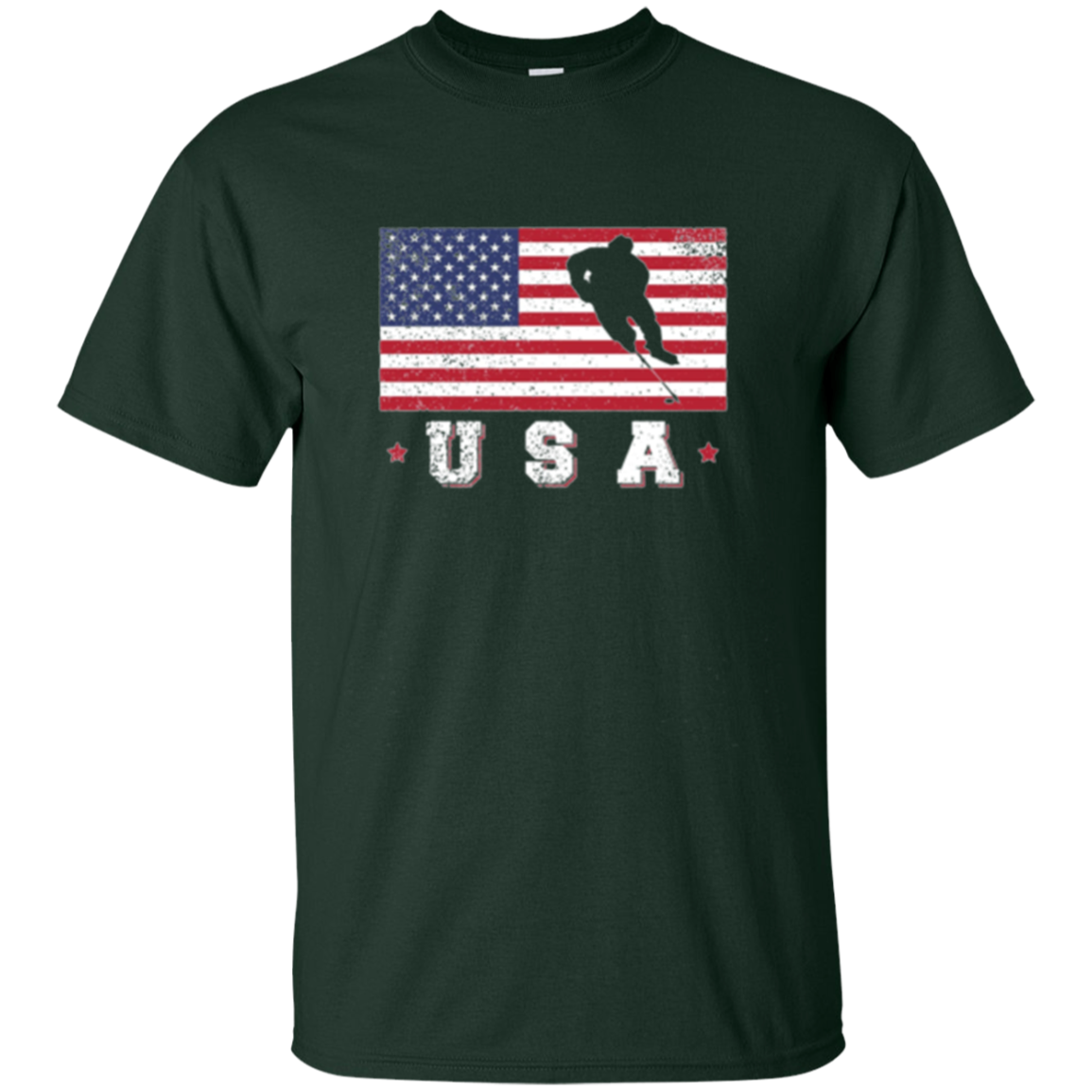 American USA Flag Ice Hockey T-Shirt Patriotic Sports Gift