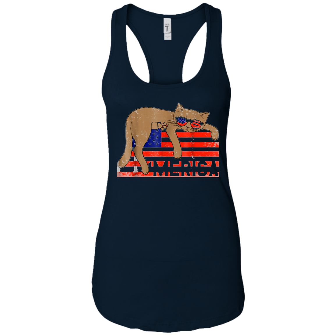 4th of July T-Shirt Funny Cat T shirt USA Flag Patriotic