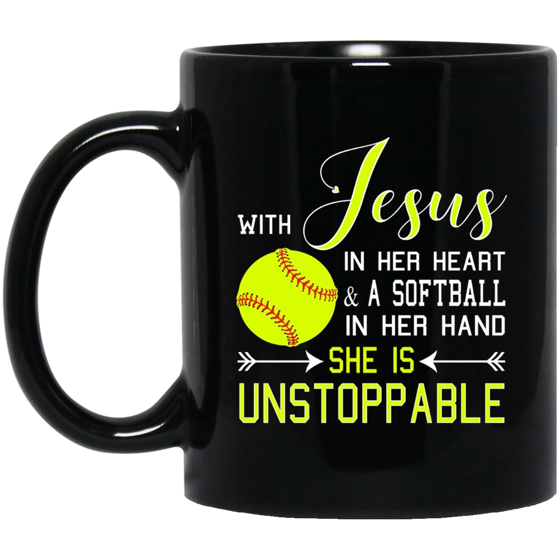 WITH JESUS IN HER HEART & A Softball Hand She Is T-Shirt