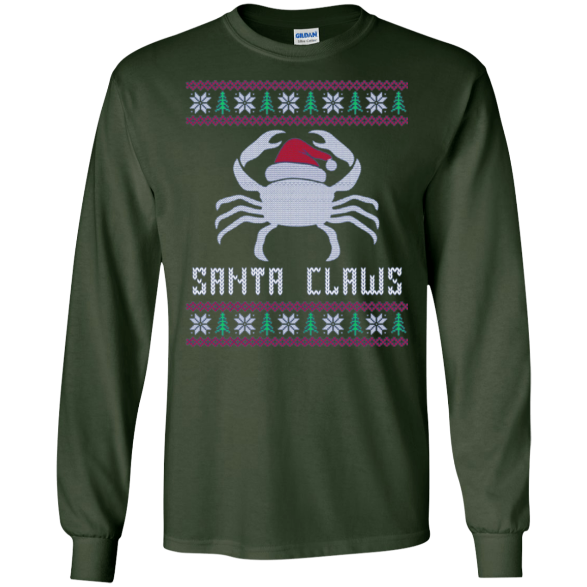 Santa Claws Festive Crab Ugly Christmas Gift Long Sleeve