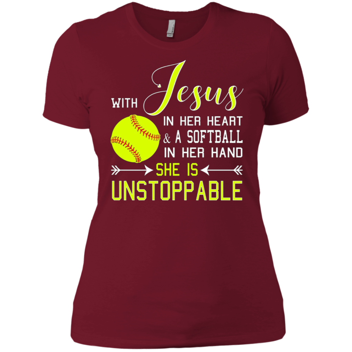 WITH JESUS IN HER HEART & A Softball Hand She Is T-Shirt