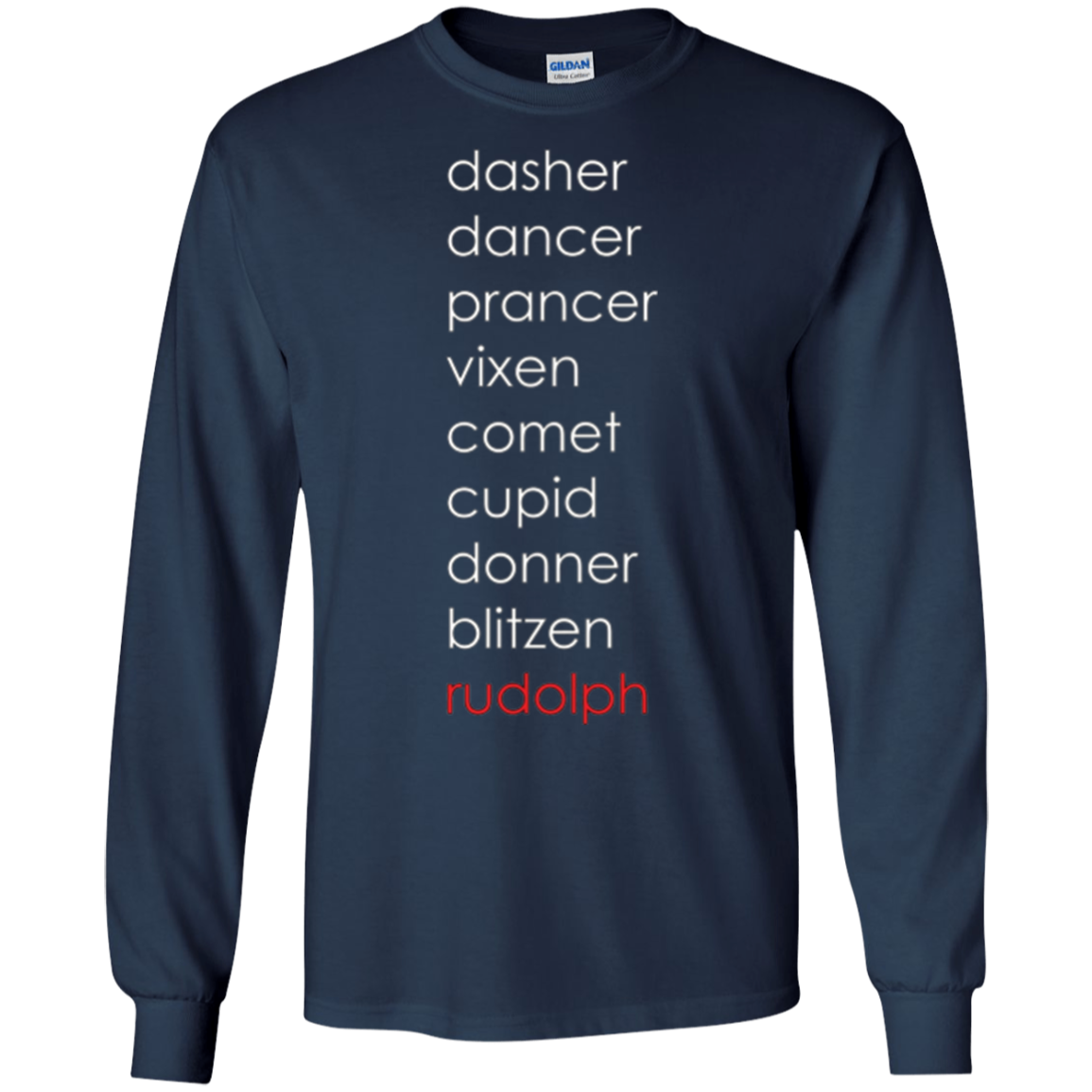 Santa's Reindeer Name List Shirt, Funny Christmas Gift