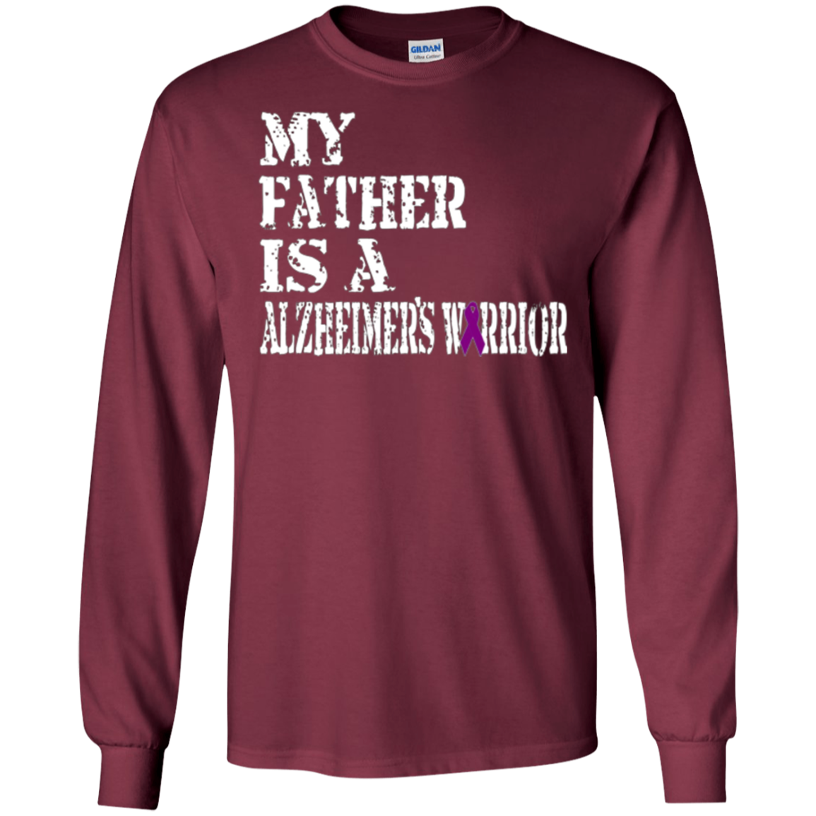 Alzheimer's Awareness Shirt For Fathers Purple Ribbon Tee