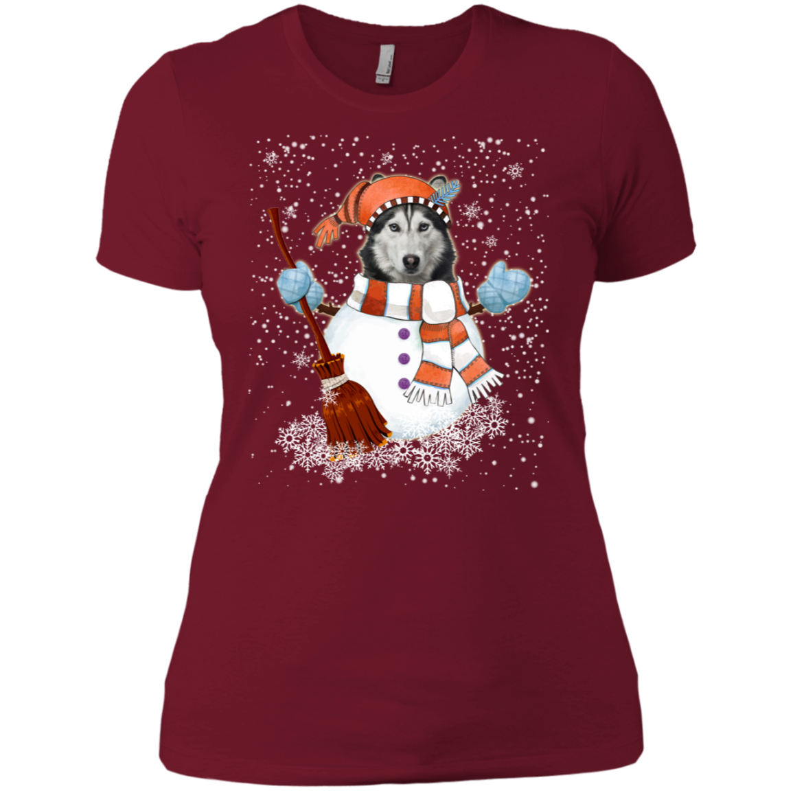 Christmas Snowman Siberian husky Funny T-shirt