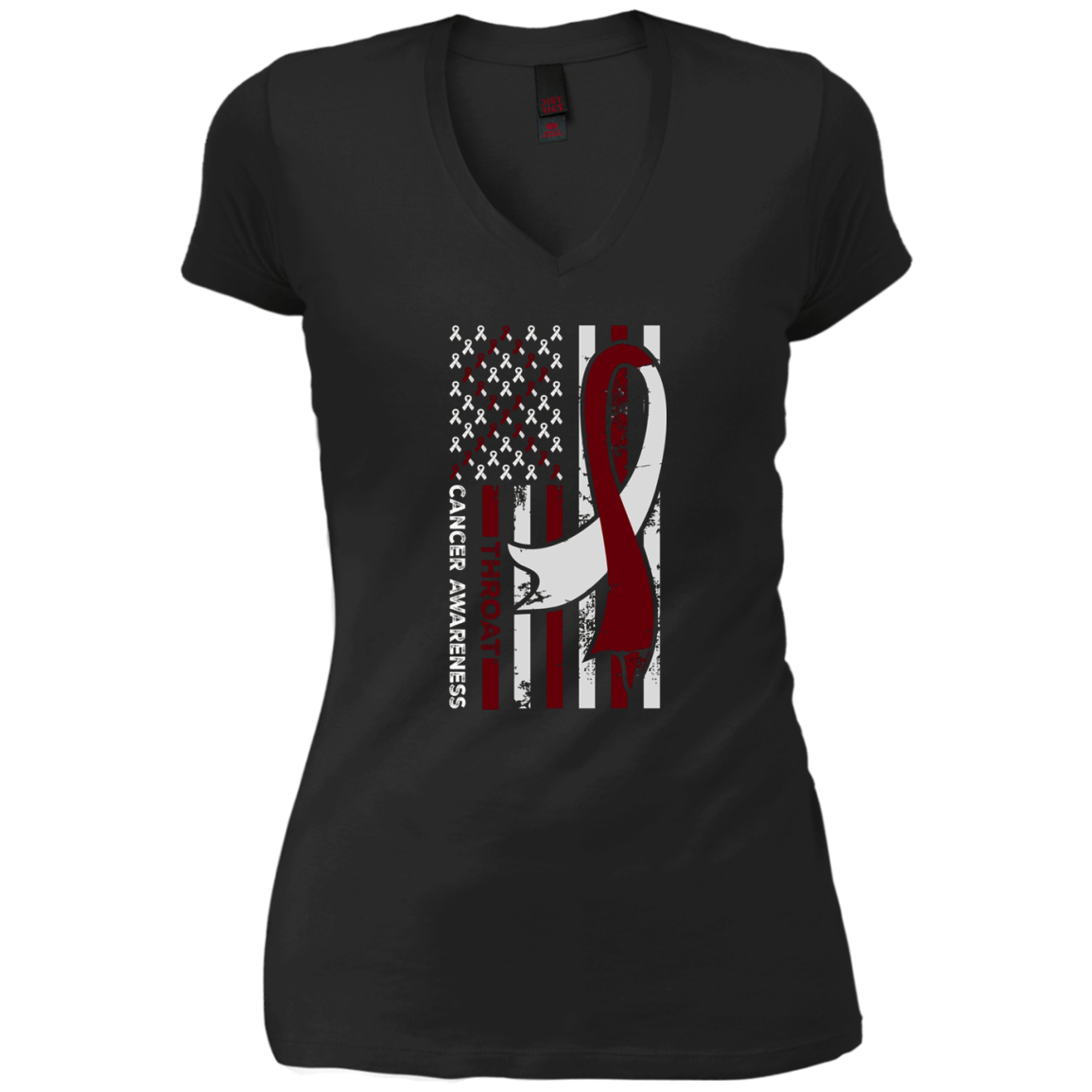 American Flag THROAT Cancer Awareness T-Shirt