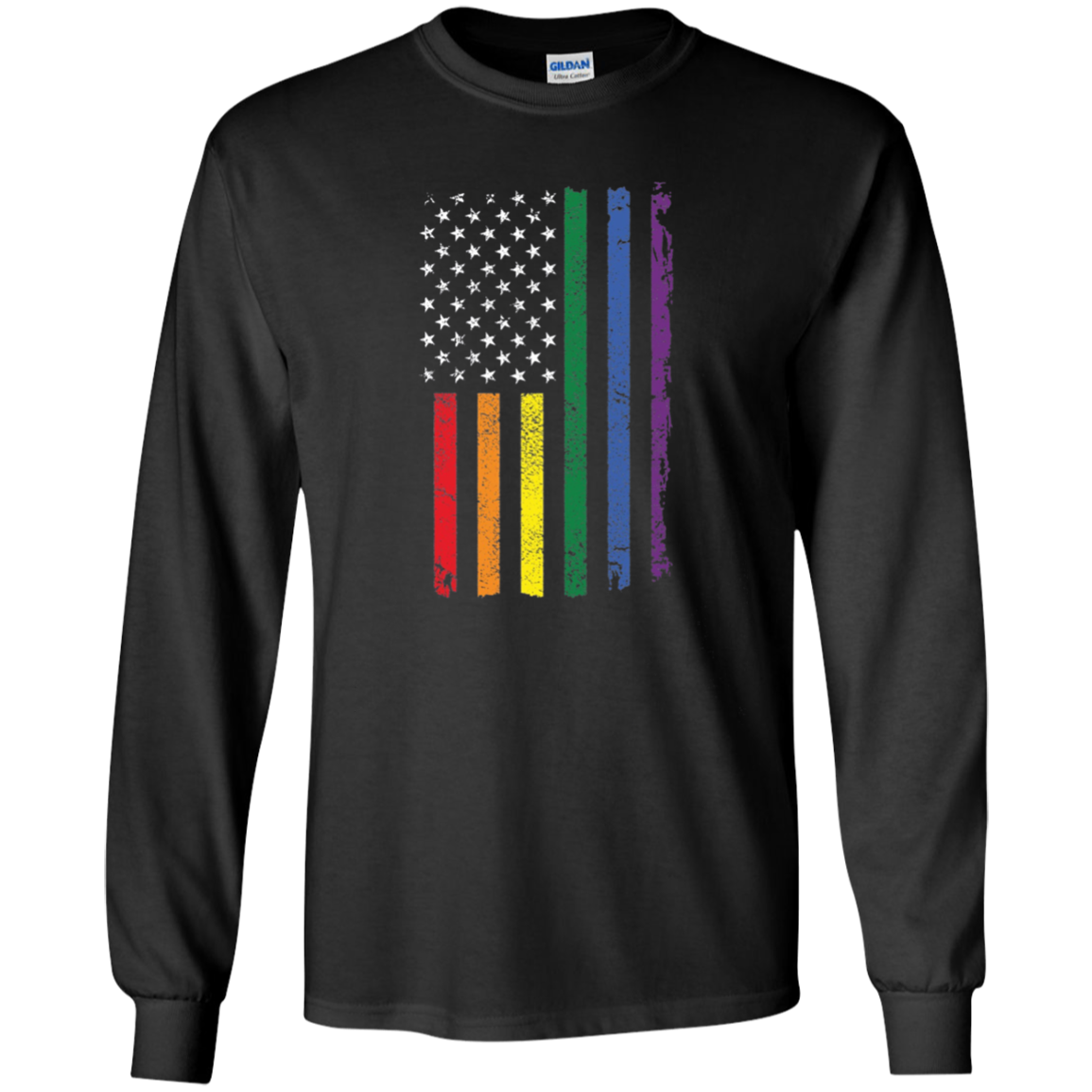 American Flag Rainbow LGBT Supporter Long Sleeve Tshirt