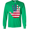 Image of American Flag Waving Hand Hi Five Patriotic Gift Long Sleeve