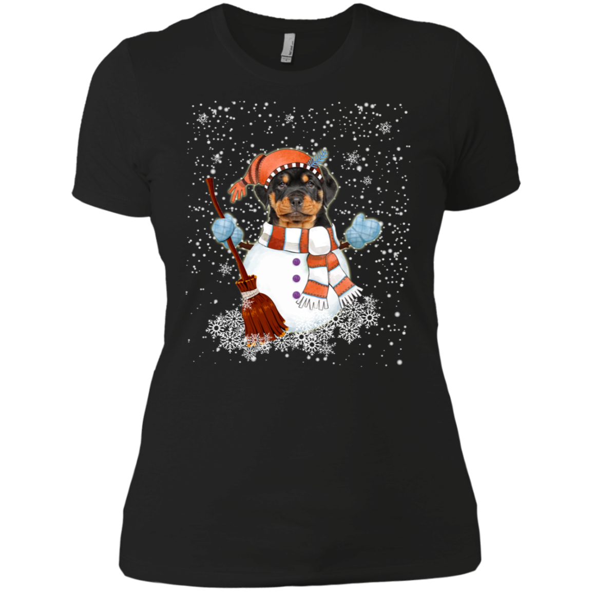 Christmas Snowman Rottweiler Funny T-shirt