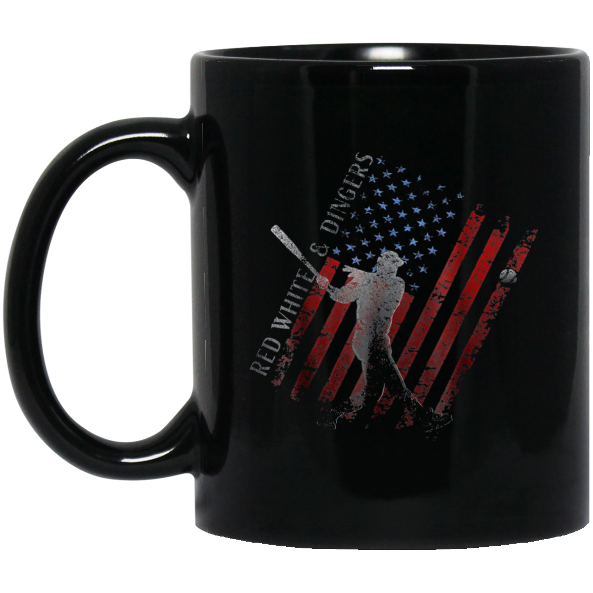 American Flag Red White and Dingers Vintage Baseball T-shirt