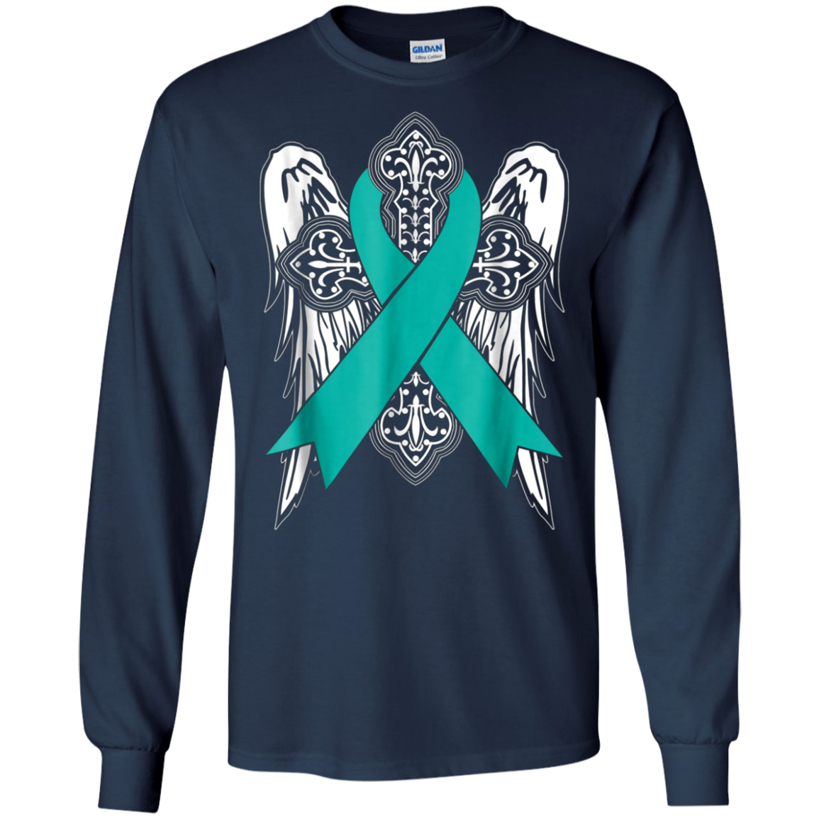 angel teal ribbon t shirt support ovarian cancer awareness