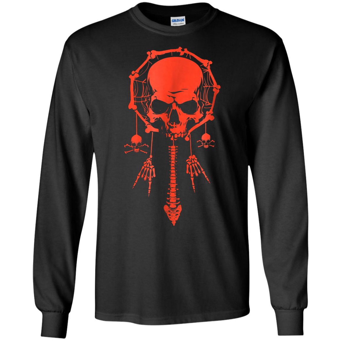 Funny Halloween T-Shirt Skull Dream Catcher Bone Rock Hand