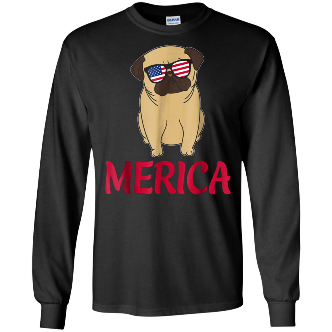American Flag Pug T-Shirt 4th July Shirt Gift 2018