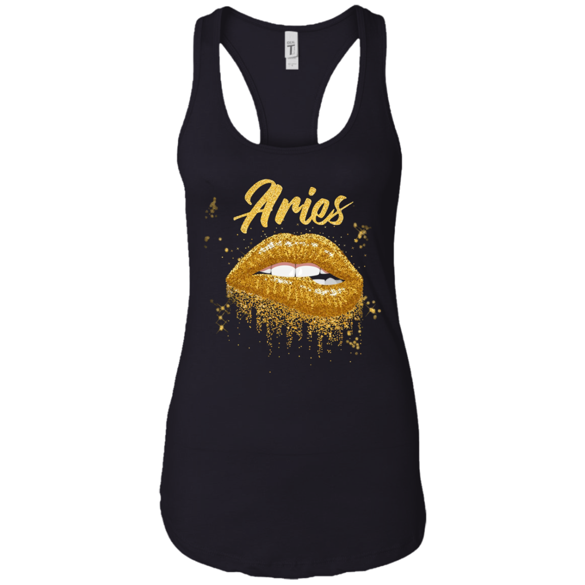 Aries Zodiac Birthday Golden Lips T-Shirt for Black Women