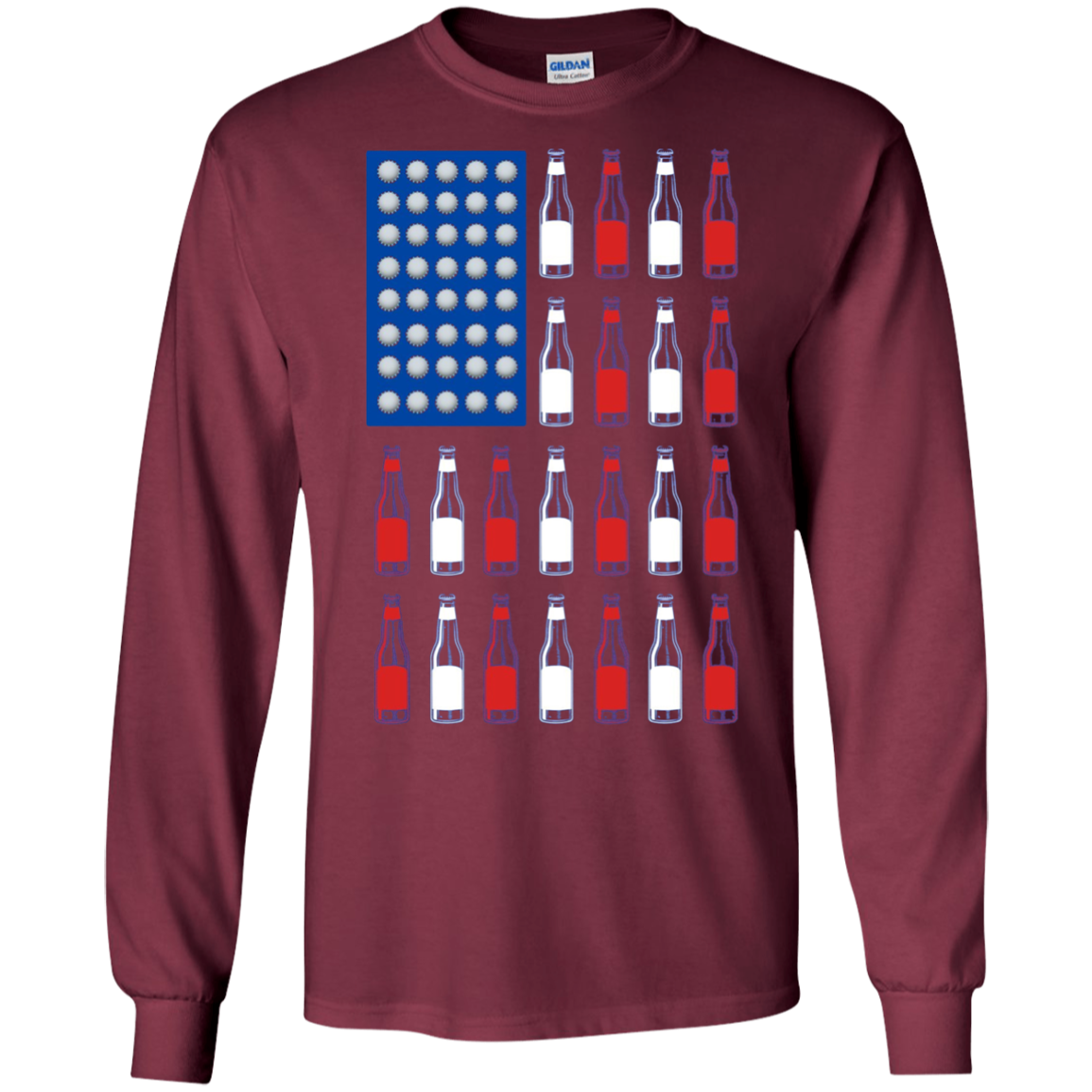 American Beer Pong Flag 4th of July Drinking Long Sleeve
