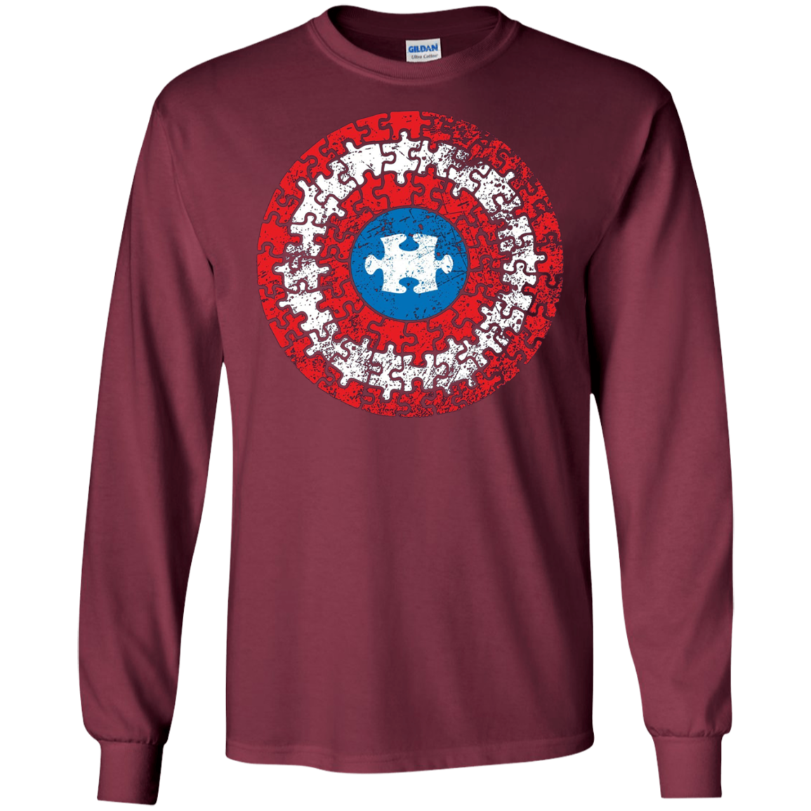 Autism Awareness Shirts Captain Autism Puzzle Shield T-Shirt
