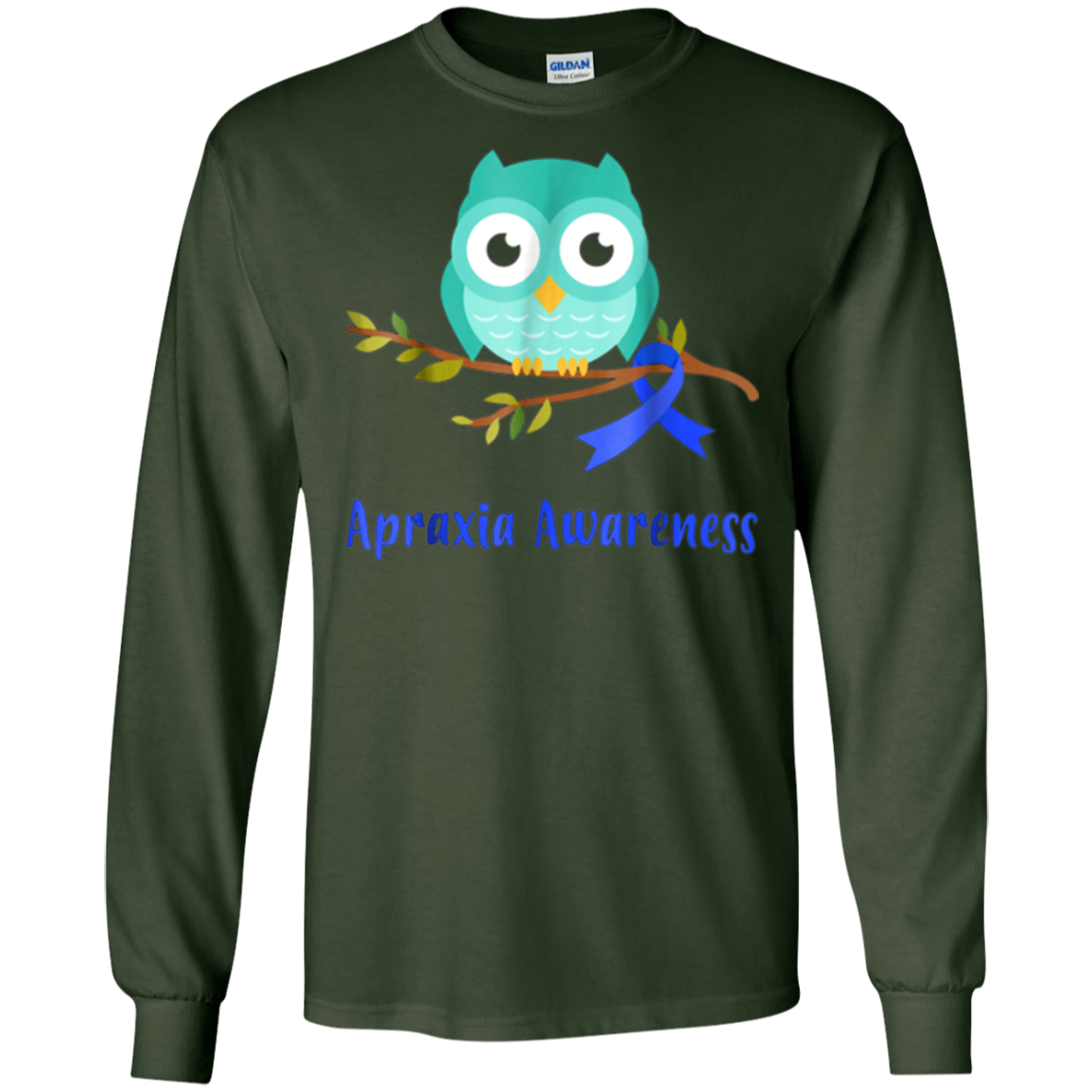 Apraxia Awareness Blue Ribbon Owl Kids T-Shirt