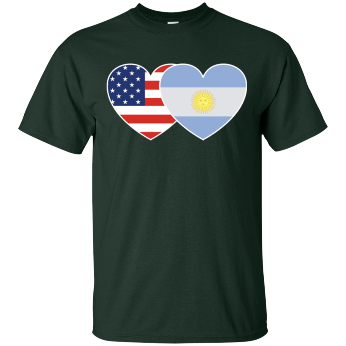 ARGENTINA USA Flag Twin Heart TShirt for Argentine Americans