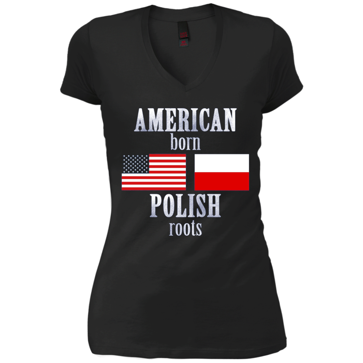 American Born Polish Roots LS T-Shirt Poland USA Flag