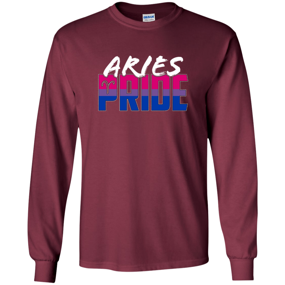 Aries Bisexual Pride Flag Zodiac Sign Long Sleeve T-Shirt
