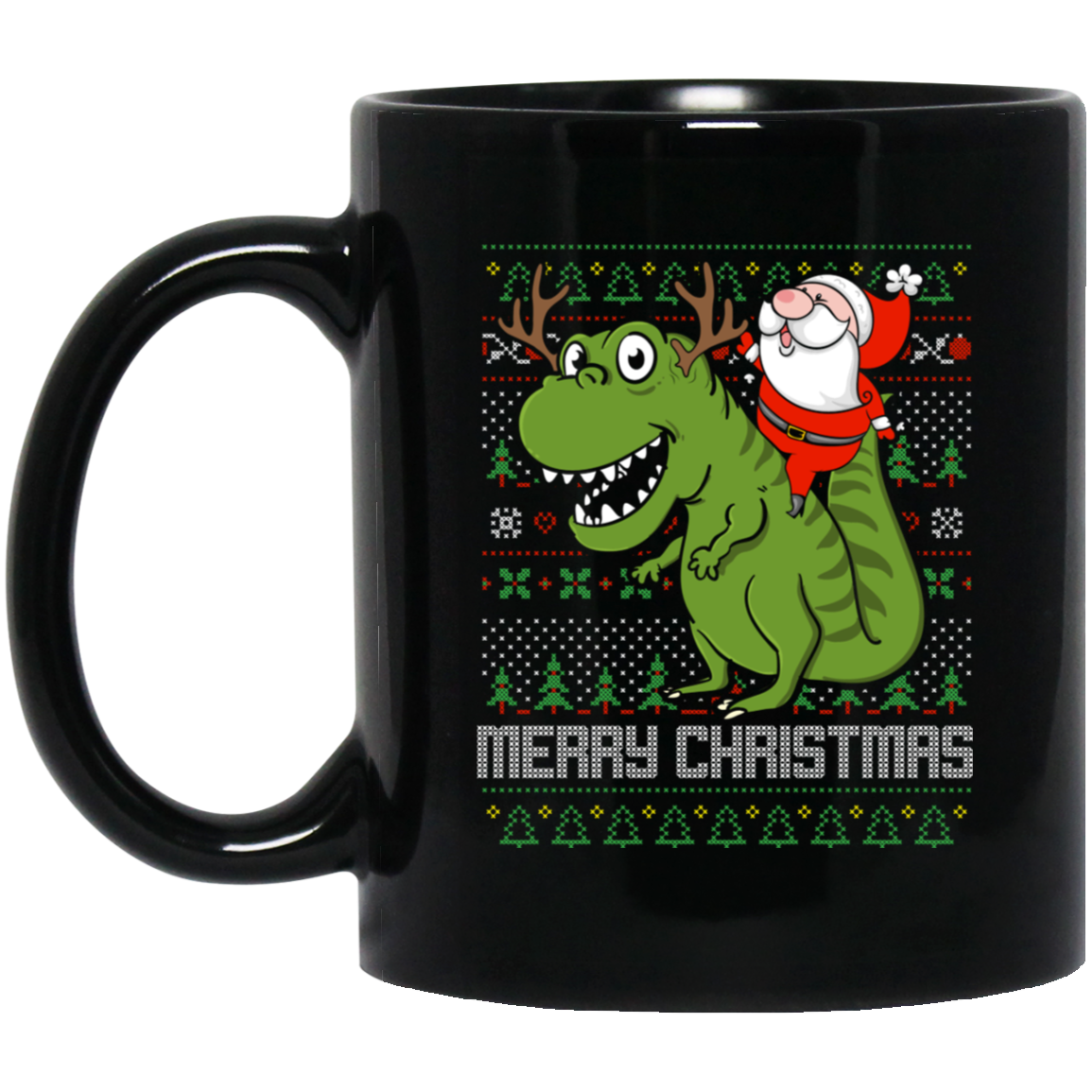 Santa Riding Dinosaur Tyrannosaurus Gift Tshirt