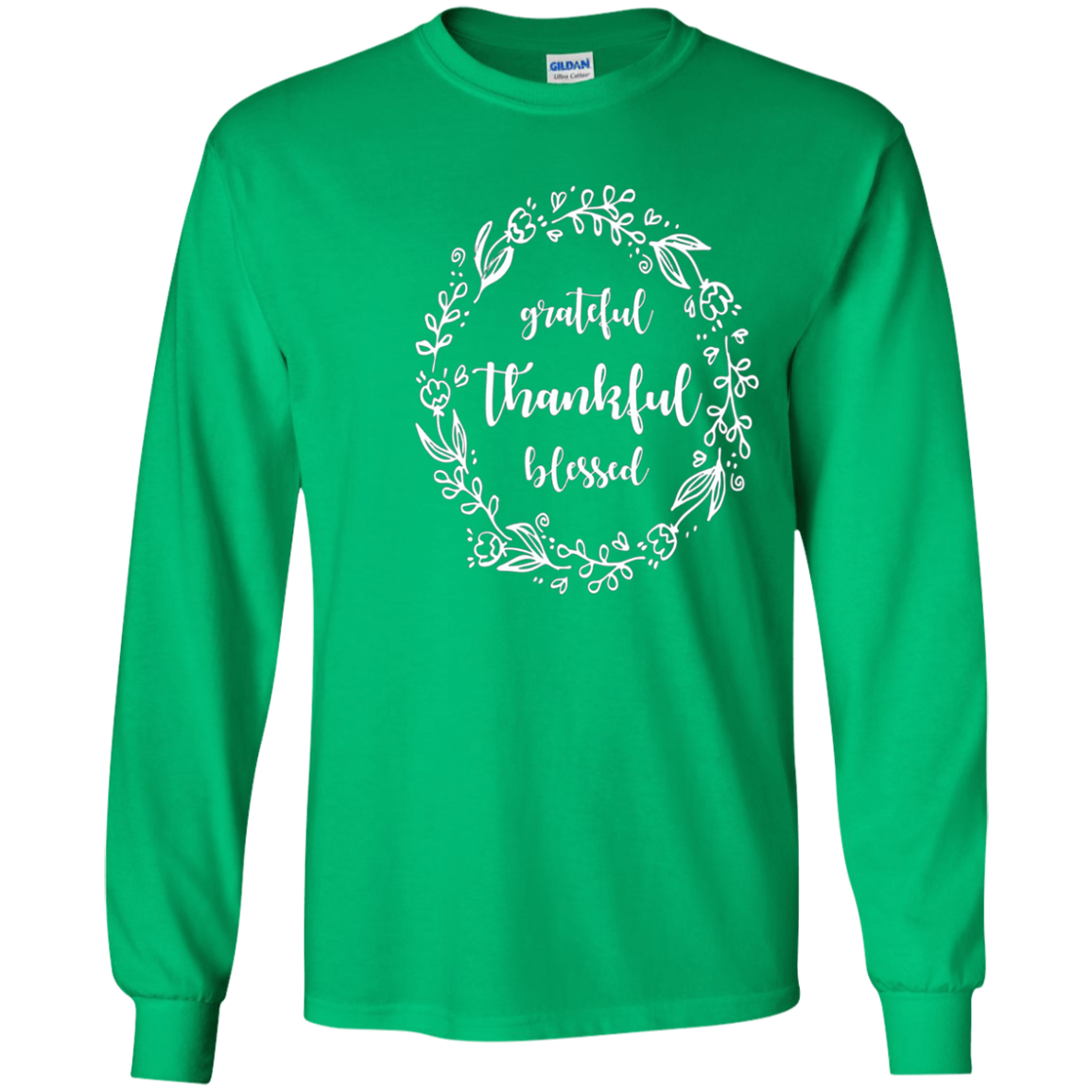 "Grateful Thankful Blessed " Floral Thanksgiving Fall Tee