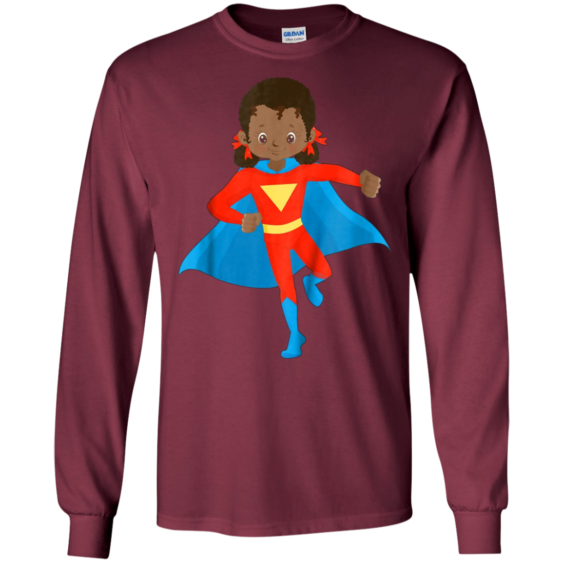 African American Girl Super Hero Kids T Shirt