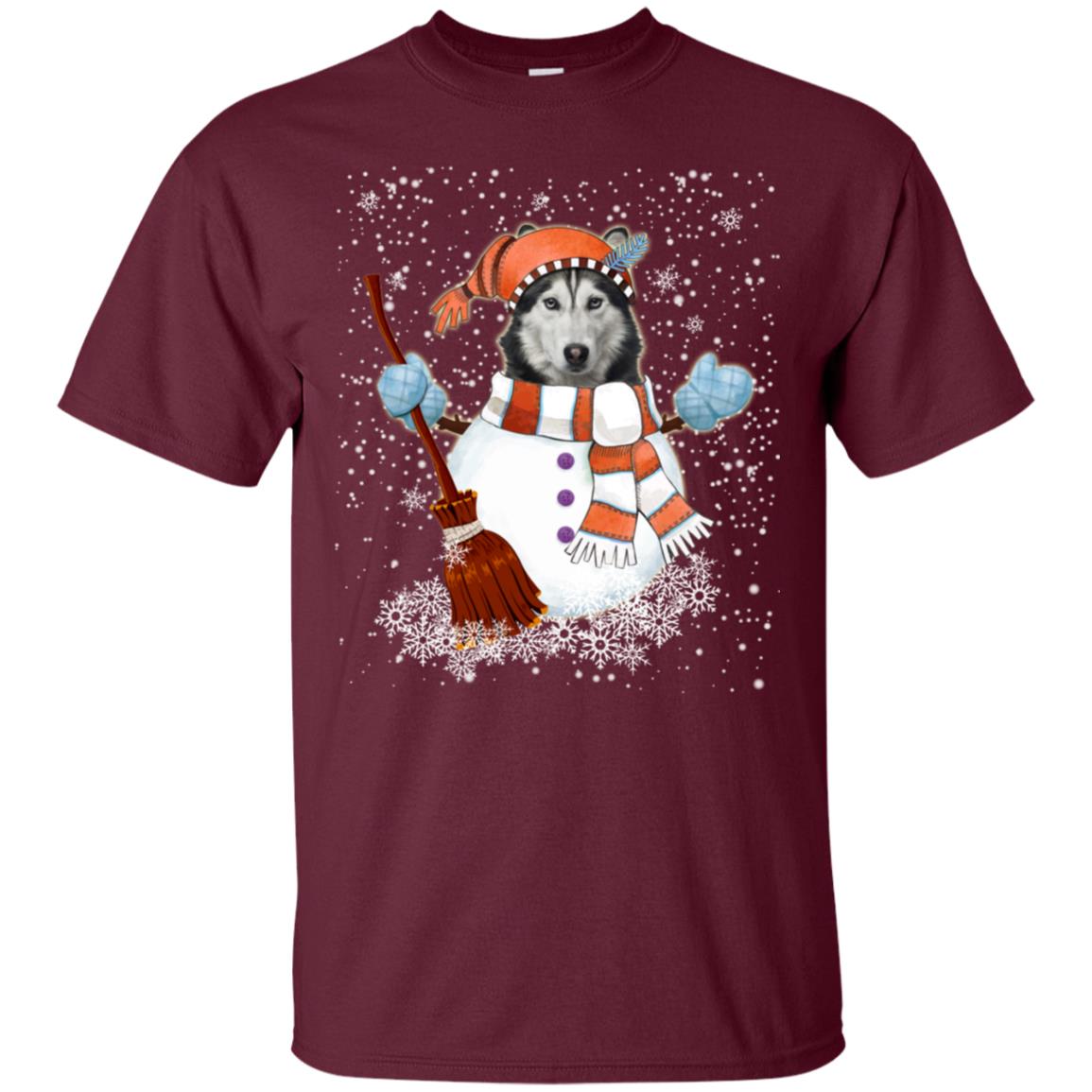 Christmas Snowman Siberian husky Funny T-shirt