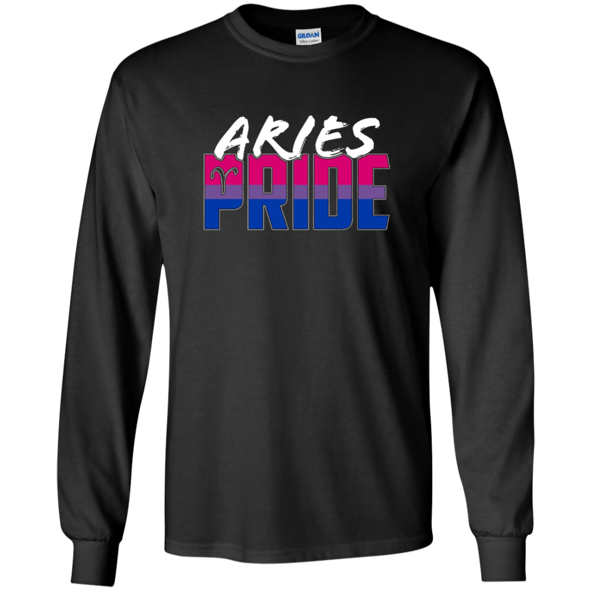 Aries Bisexual Pride Flag Zodiac Sign Long Sleeve T-Shirt