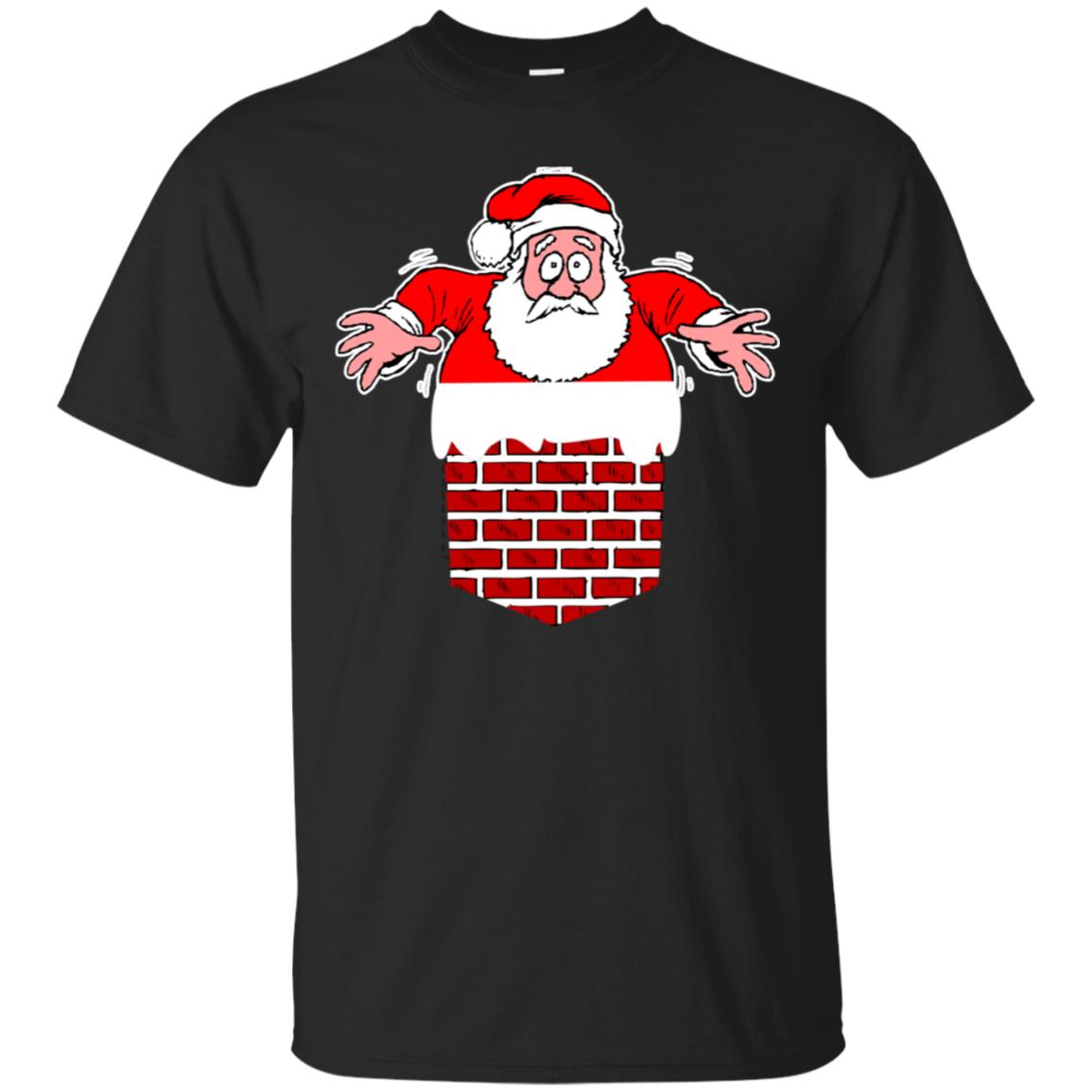 Santa Stuck In Chimney Christmas Pocket T Shirt Gift