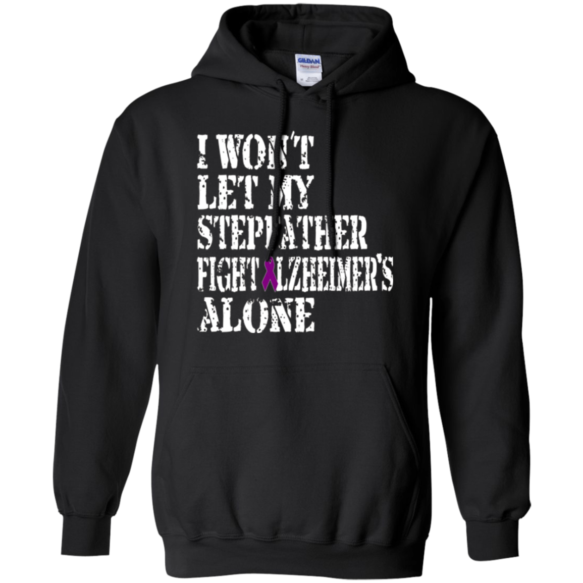 Alzheimer's Awareness T-Shirt For Stepfather Purple Ribbon