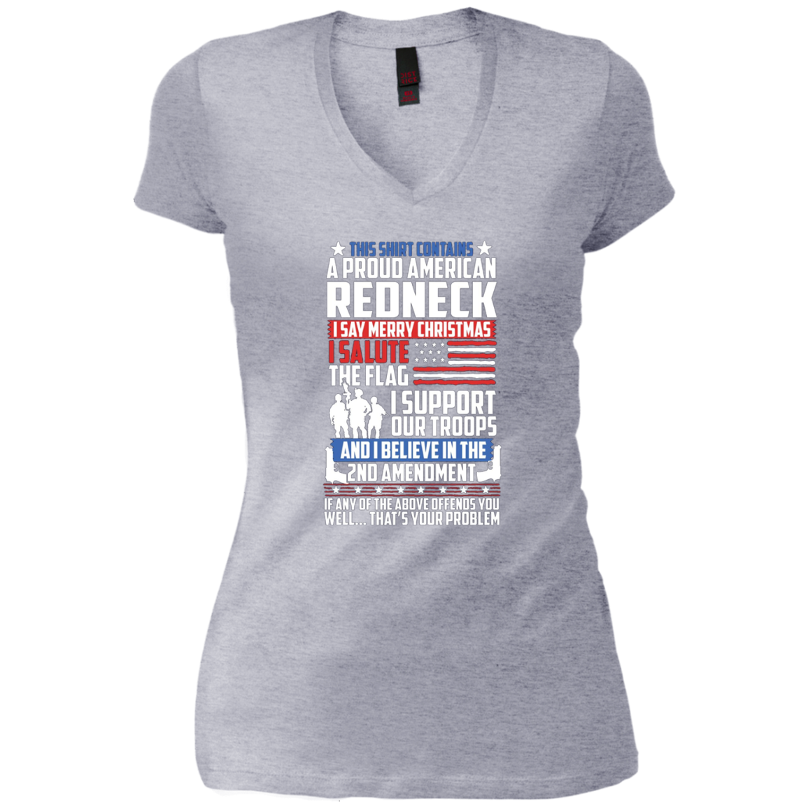 A Proud American Redneck Support Guns Troops Flag T Shirt