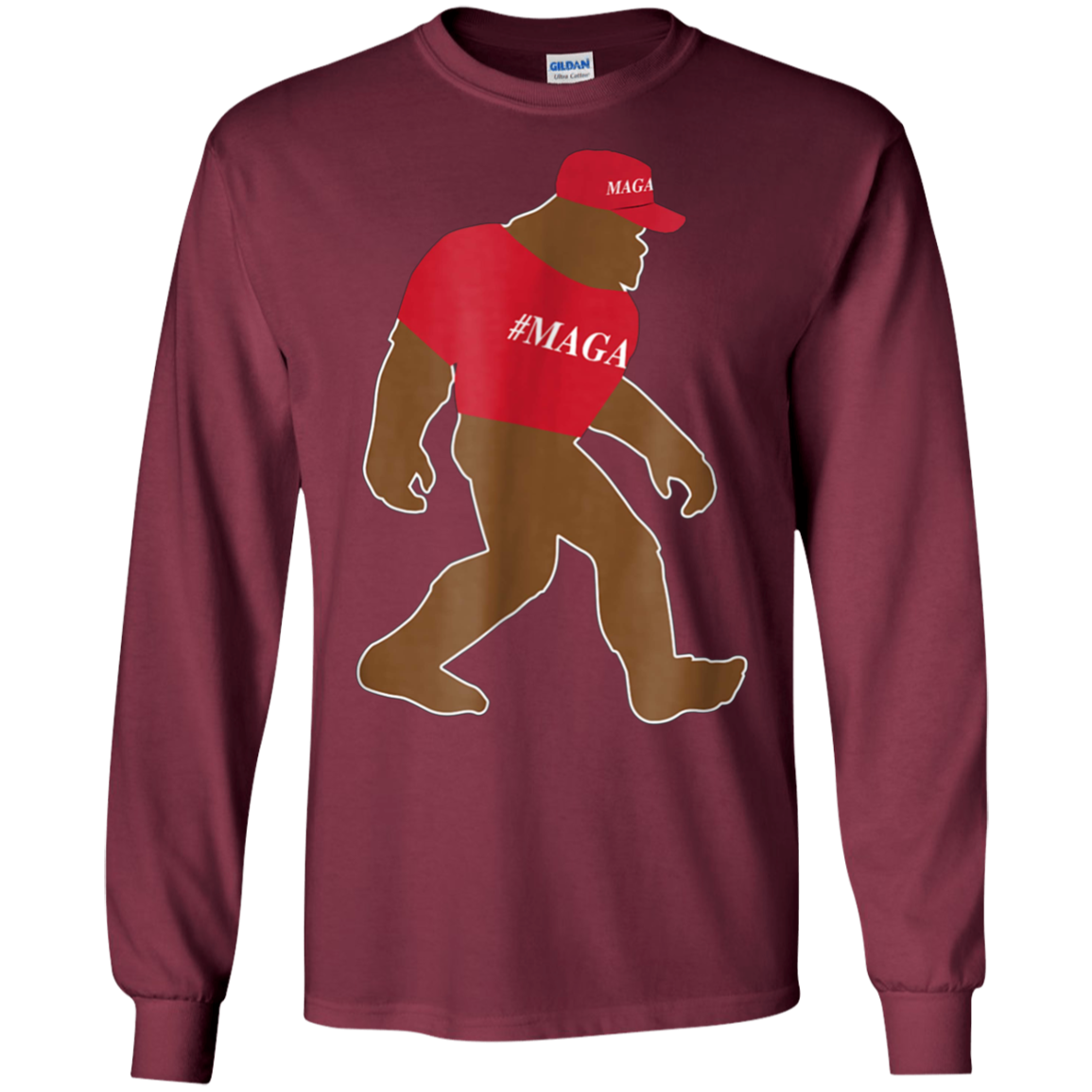 Bigfoot Wearing #MAGA Hat T-Shirt Trump Republican