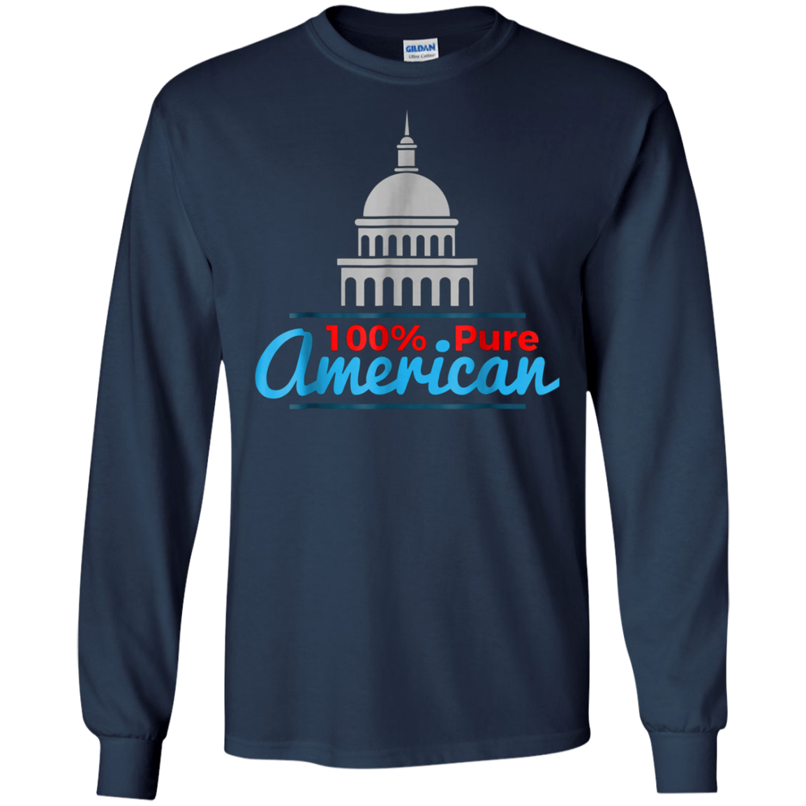 100% Pure American Proud Artwork T Shirt USA Citizen Gift