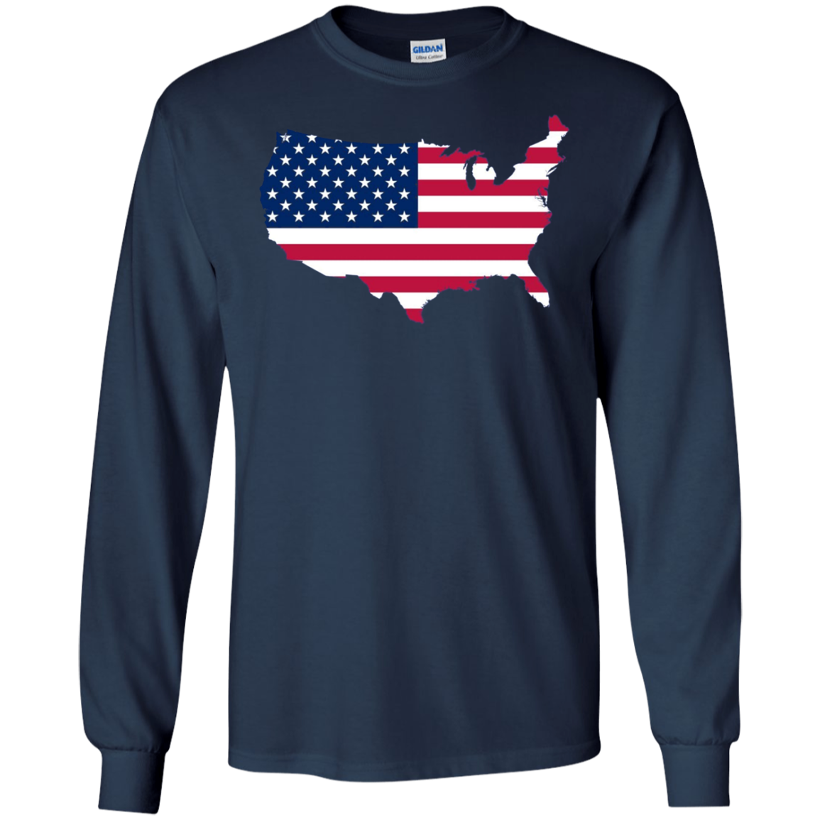 American Flag LS T-Shirt 4th of July America Graphic Tee