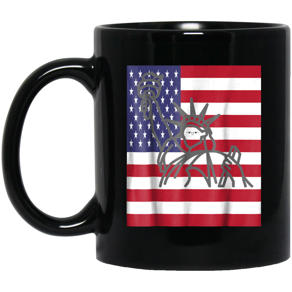 American Flag With Statue of Liberty