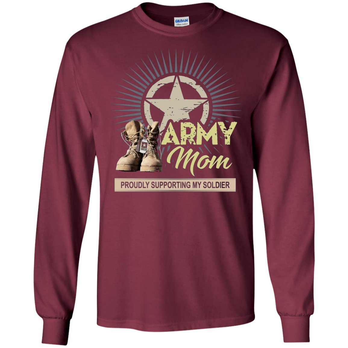Army Mom Proudly Supporting My Soldier T-Shirt Veterans Gift