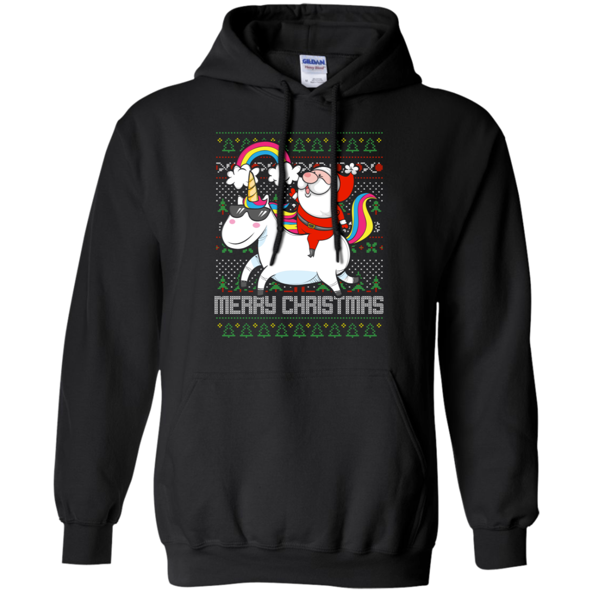 Santa Riding Unicorn Merry Xmas Gift Tshirt