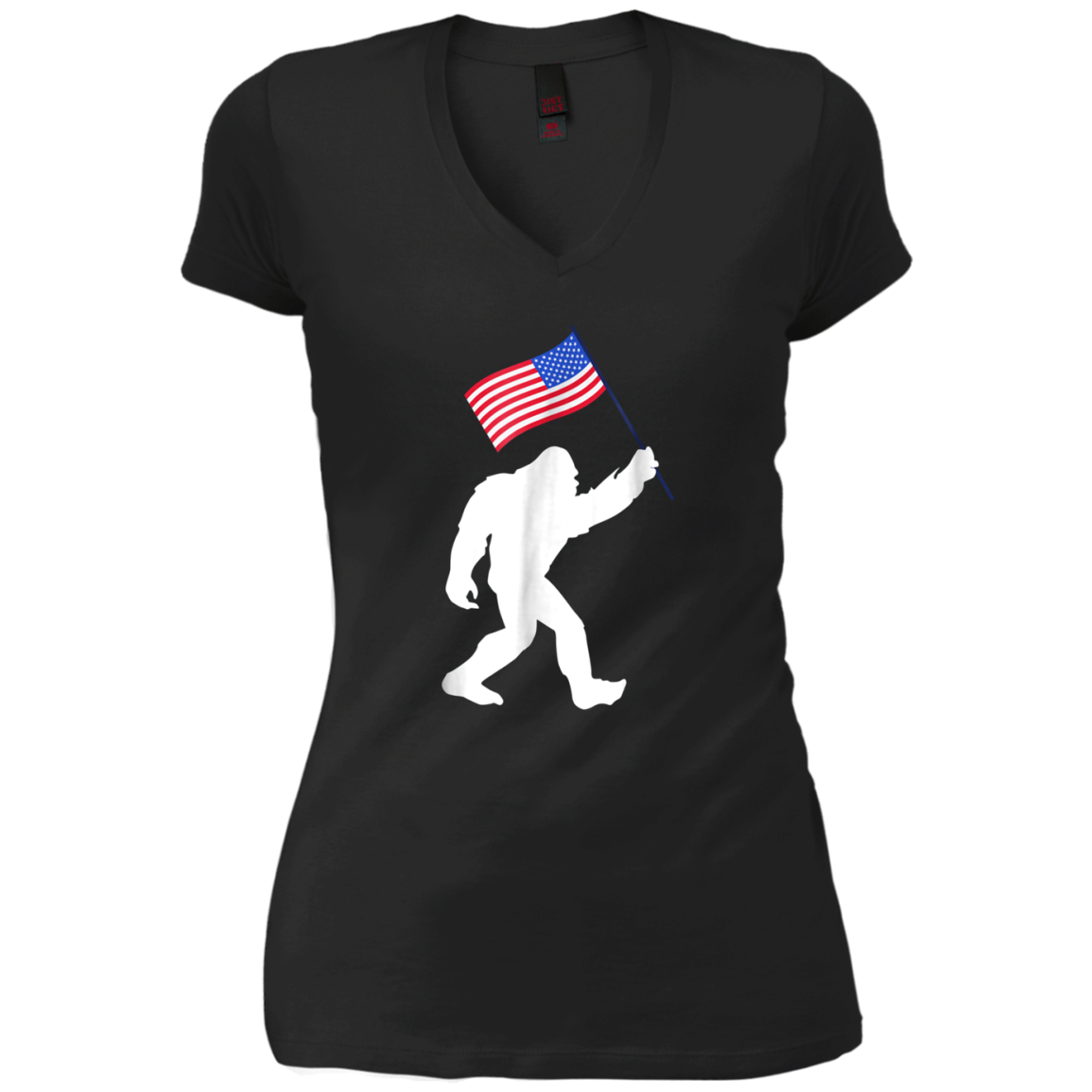 Bigfoot With American Flag Funny 4th Of July T-Shirt